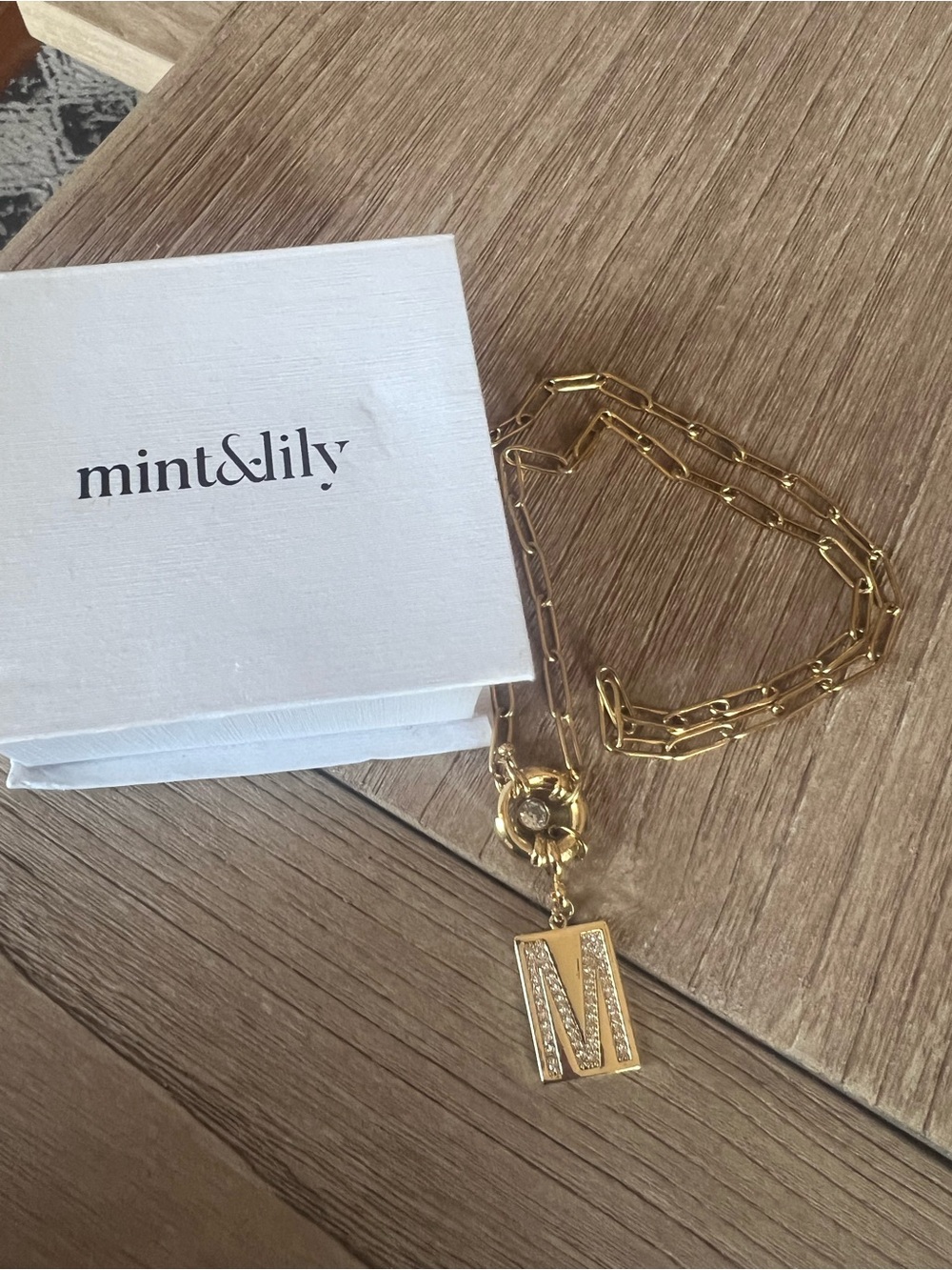 Mint & Lily Gold Initial 'M' Pendant Necklace